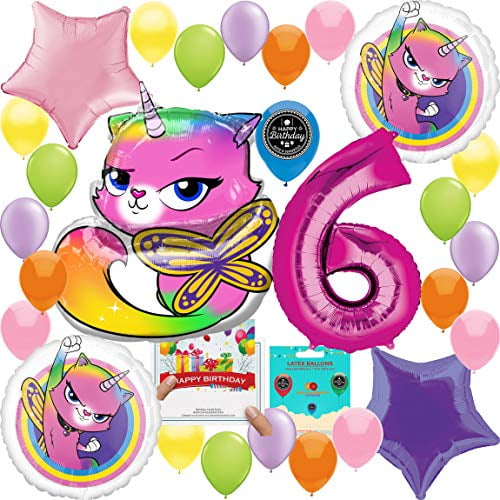 Rainbow Butterfly Unicorn Kitty Party Supplies Birthday Balloon Decoration Bundle 